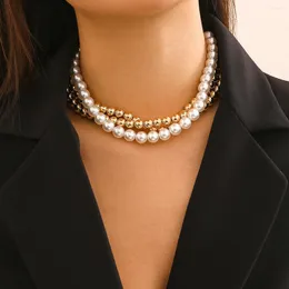 チョーカー3 PCS分離可能なCCBと模倣真珠ビーズチェーン女性のためのネックレス