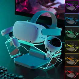 نظارات شحن سريع شحن Dock لـ Oculus Quest 2 VR Controls Controllers Station Station مع RGB Light for Meta Quest 2 Accessories