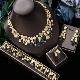 Verktyg 2022 Hot Sale New Bride Jewelry Set New Fashion Dubai Komplett smyckesuppsättning Lämplig för Women's Wedding Party Accessories Design