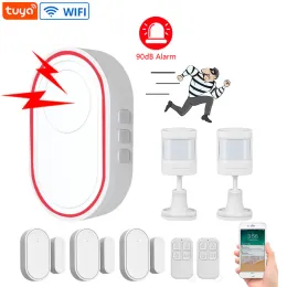 Kit WiFi Hem Säkerhetslarmsystem Tuya App Remote Control 433MHz Trådlös PIR Motion Detector Door Sensor Antitheft Alarm System