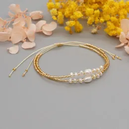Bracelets de charme go2boho miyuki fino para garota de água doce pérola pulseira feminina jóias bijoux femme ajustável pulseras simples presente