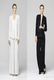 2019 New Style Mother Bride Pant Suits Sexy Long Sleeve Coat White Black بالإضافة إلى حجم المساء الأم من الفستان العروس 8051929