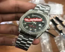 Men039S Wristwatch Wristwatch Black Face Watches Silver Stafless Steel Cover Watch Four Corner Diamond Watch Automatic M8511585