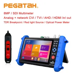 عرض Pegatah 6K IPC Camera Tester 8MP AHD CVI TVI CCTV TESTER مع إدخال وإخراج Poeout HDMI