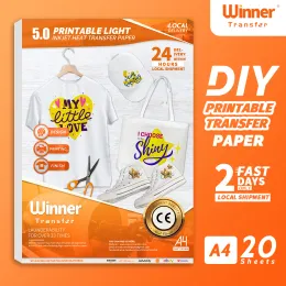 Papper vinnare tillverkare värmeöverföring papper för lätt bomullstyg bläckstråleskrivare anpassad t -skjorta utskrivbar htv vinyl a4