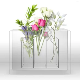 Вазы акриловой цветочный ваза прозрачный контейнер арт гидропонный держатель растений для офисного обеда