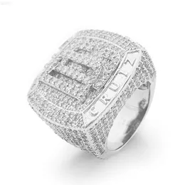 Iced Out Vermeil Moissanite Ring Bling 925 Silver Full Pave Diamonds Wide Band Rings Hip Hop Jewelry for Women Men Rapper