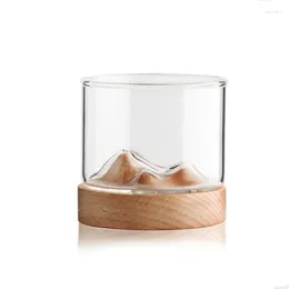 Wine Glasses Mountain con base in legno Creative Beer Water Tazza di tè Whisky Set Accessori di vetro personalizzato