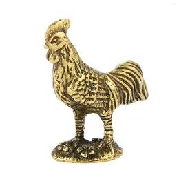 Dekoracyjne figurki mosiężne zwierzęcia ornament dom ozdobny stół bogactwo Lucky Car Desktop Rooster Statua do szafki na dekorację na zewnątrz