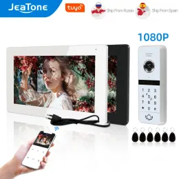 Kapı Zilleri Jeatone 1080p Kablosuz Video İntercom Sistemi Ev için 7 inç Tam Dokunmatik Ekran Monitörü Kablolu FHD Video Kapı Zili Rfic Tuş Takımı