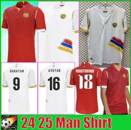 2024 أرمينيا لكرة القدم قمصان بابايان أفجيان منزل أحمر أبيض 24 25