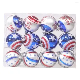 Partydekoration 12pcs zarte Plastik Patriotismus Dekorbälle Glitzer Muster Erzeugen Sie festliche Atmosphäre Independence Day Ball