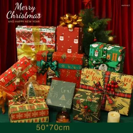Подарочная упаковка рождественская оберточная бумага Рождество дерева снежинка принт Kraft Букет DIY Год упаковки
