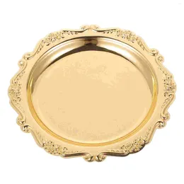 Placas Ring Suport de bolo de ferro Pan Miss Gold Decor Plate Metal Decorativo