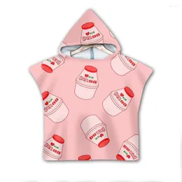 Handdukdessert Donut Milk Hooded Baby Boys and Girls Weoreble Bath for Kids Travel 3D Print Beach Handdukar Style-2