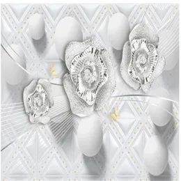 Hintergrundbilder 3D Stereoskopische Tapete Einfacher Diamantschmuck Blume dreidimensionale Mode Hintergrund Wand