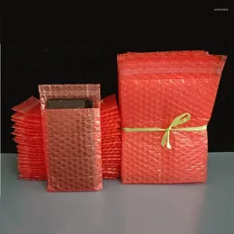 Sacos de armazenamento Bolsa de bolha vermelha de dupla face Auto adesivo Express Logística de Logística espessada de amortecimento e filme à prova de choque