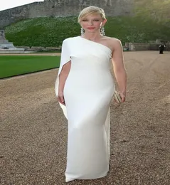 Cate Blanchett Vestidos de noite branca bainha de um ombro de tafetá, vestido sexy, vestido de baile elegante zíper da noite6880702