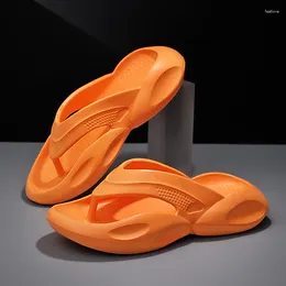 Slippare högkvalitativa plattform flip flops män 2024 mode orange eva lätt designer mens glider chinelo masculino