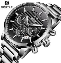 Reloj Hombre 2017 Benyar Fashion Chronograp Sport Mens Watches 최고의 브랜드 고급 군사 석영 시계 시계 relogio masculino3254847