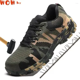 Walking Shoes Man Big Size Piercing Outdoor Men Steel Toe Cap Military Safety Work Boots Camouflage Puncture Indestructible