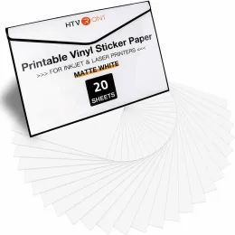 Papper htvront 20 ark mattvit 8.5x11 tum a4 utskrivbar vinyl klistermärke papperslim kopia för bläckstråle laserskrivare diy vägg