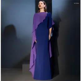 パーティードレスMulong Purple Muslim Mermaid Dubai Arabic Evening Elegant Gowns 2024 For Women Wedding Prom Dress with Cape