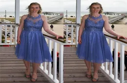 2021 Klejnotowa sukienka Homecoming z aplikacjami Długość kolanowa szata de soiree