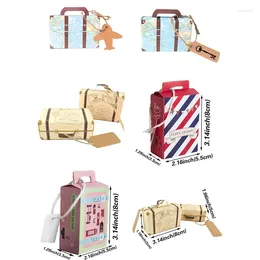 Geschenkverpackung 10/20/30cs Min MAP TRAVECASE FAVE CANDY BOCK KRAFT PAPER TAGS Seil für Gastbabys -Dusche -Boxen Hochzeitsfeierdekoration