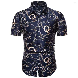 Męskie koszulki wydrukowane męskie bluzki plażowe Hawaje Turn-Down Cołd Koszulka krótkie rękodzie