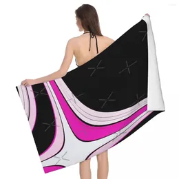 Toalha dobra sua mente preto e rosa abstrato 80x130cm Banho de luz bem impressa adequada para presente de casamento de piscina