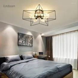 Luzes de teto Modern LED Star Shape Light for Kids Bedroom Estudo da cozinha sala de jantar lustre nórdico lâmpada de bola estrelada preta estrelada