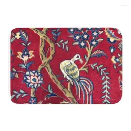Carpetes Árvore da vida com pássaro antigo tapete persa capacho anti-deslizamento Entrance da porta do banheiro Tapetes de piso Floral Etnic Vintage