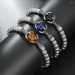 Strand Stainless Steel Dragon Claw Braided Adjustable Ring Eagle Tiger Eye Natural Stone Men Bracelet Selling