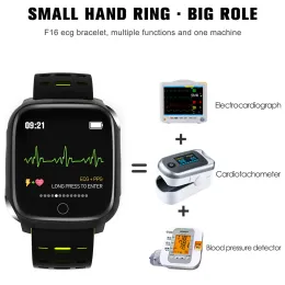 Tittar på nytt F16 smart armband ECG+PPG pedometer väckarklocka smart klocka män hjärtfrekvens blodtryck vattentätt smart armband band