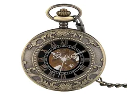 Cadeia de pendente clássica Mãe de bolso mecânico Men steampunk esqueleto mulheres esculpindo colar relógio de natal T2005027406562