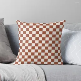 Pillow Check Rust Checkered Checkerboard Geometric Earth Tones Terracotta Modern Minimal Chocolate Pattern Throw