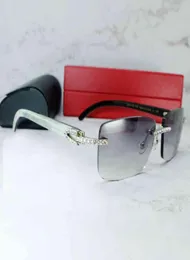 Tasarımcı Güneş Gözlüğü 2021 Güneş Gözlüğü Erkekler Lüks Kübik Zirkon Buffalo Boynuz Güneş Gözlükleri Rimless Rhinestone Out Buffs Kadınlar Shade7127989