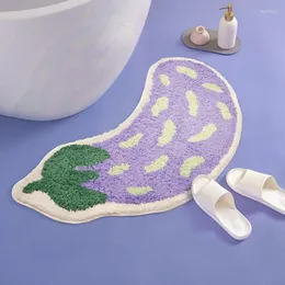 バスマット模倣カシミアバナナナスぬいぐるみ豪華なカーペット型水吸収浴室床マット漫画フルーツネットレッド