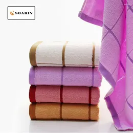 Towel SOARIN Cotton Bath Increase Thickening Simple Big Lattice Pattern Toalhas Debanho Adulto Dusch Handtuch Badhanddoek Katoen