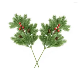 Dekoratif Çiçekler 2pcs Yapay Noel Ağacı Çam Şubeleri W/DIY Garland Çelenk için Kırmızı Berry Noel Düğün Yıllık Masa Masa Ayarı 47cm