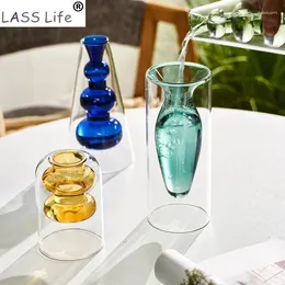 Vasi Nordic Plant Glass Ins Desaggio Decorazione Florere Vase Terrarium Hidroponic Home Decoration Tot Pots Decorative