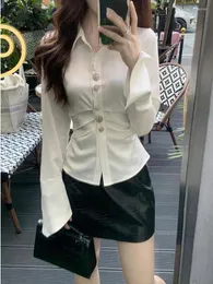 BULUSE DONNE ELEGANTE BEIGE BUSE COREANO COMPETURA DI FASHITÀ DEMMA FILLE MASHIRA MASHIT IN CASA CHUADSIONE LUNGA LUNGA Y2K TOPS