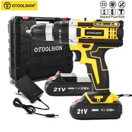 OTOOLSION 21v Impact Electric Drill Variable Speed Screwdrivers 1500MAh Cordless Lithium Battery 240402