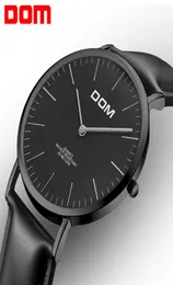 Смотреть Men Dom Top Brand Luxury Quartz Watch Casual Quartzwatch Кожаная сетчатая сетчатая ремешок Ultra Throck Male Relog M36BL1M8380951