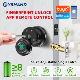 Заблокировать круглую ручку Tuya Bluetooth Smart Lock Easy Установить цилиндрический электронный цифровой биометрический блокировка отпечатков пальцев для Smart Home