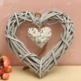 Decorative Figurines Heart Pendant DIY Rattan Nordic Style Romantic Woven Ornament Wedding Home Decor Room Decoration Adornos Para Casa