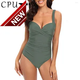 2024 New Fashion Designer Sexy Bikini Sets Cheap Womens CPUTAN Sexy Push Up Bikini Set One Piece Swimsuit Women Ruched Tummy Control Female Vintage Monokini Bathing S