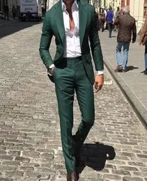 أحدث تصميم جديد للتصميم Tuxedos Dark Green Loothed مع زر واحد الرجال يناسب Slim Fit 2 Pits3931186