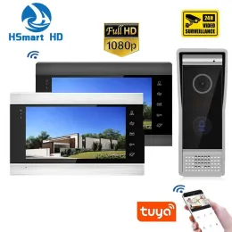 Intercom New Tuya Smart Home Video Intercom System 7 Inches Wireless WiFi Video Door Phone with 1080P/AHD 110° Wired Doorbell Camera